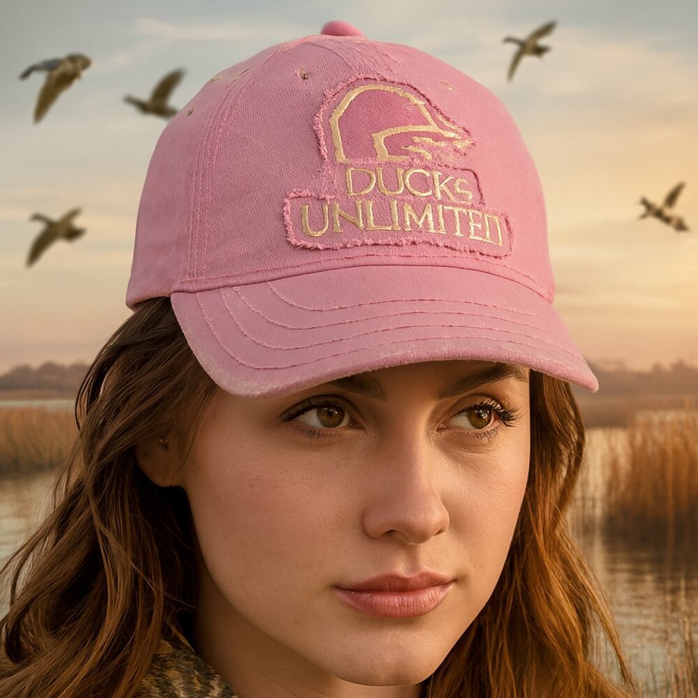 Ducks Unlimited‎ Women’s Hat Pink Distressed Ladies Fit Outdoor Cap NEW OSFM - Picture 2 of 7